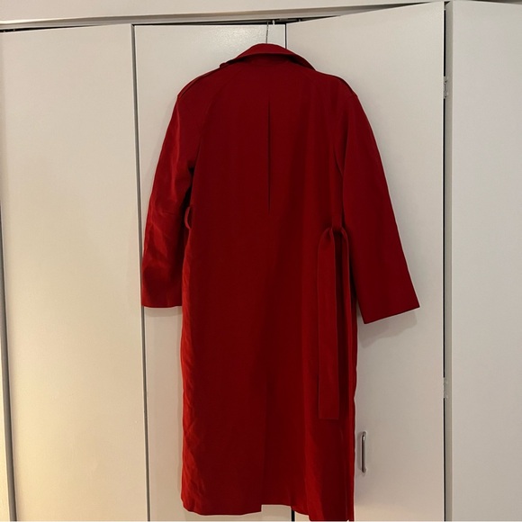 Vintage Red Long Lined Trench Coat Designed for Northwest Airlines by Disney - Picture 3 of 7